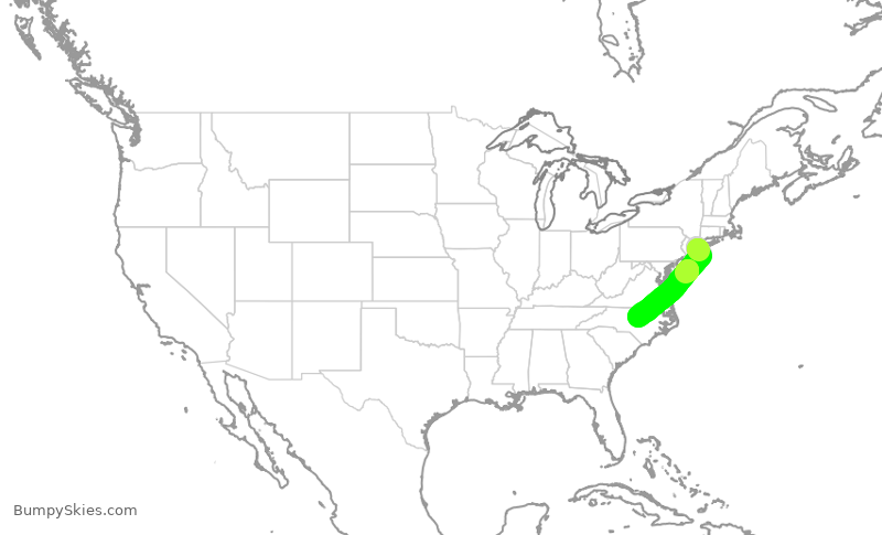 Turbulence forecast map for EDV5097, JFK to RDU