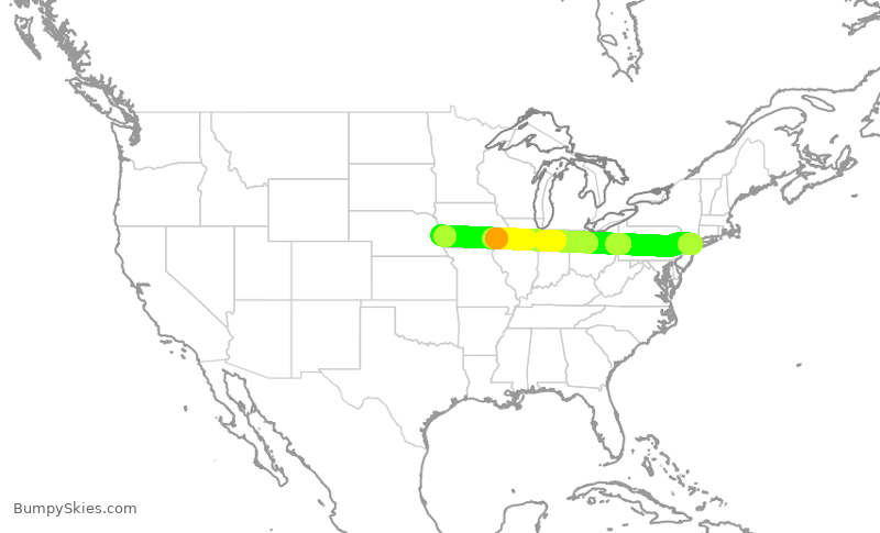 Turbulence forecast map for EDV5102, LGA to OMA