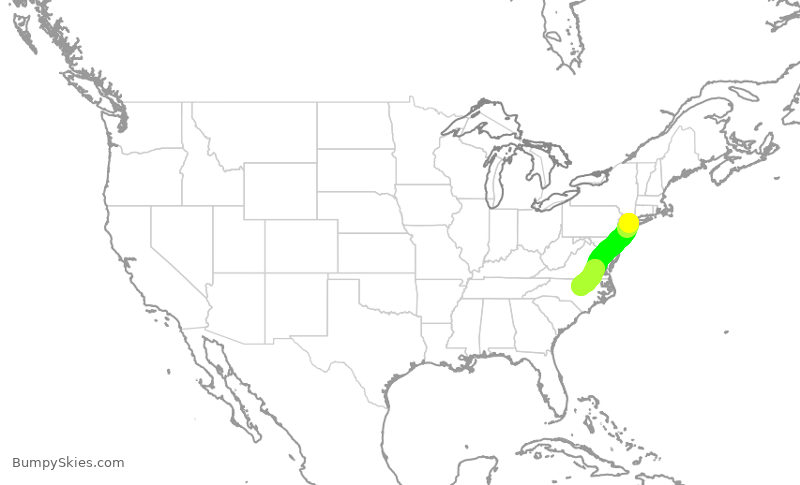 Turbulence forecast map for EDV5109, LGA to RDU