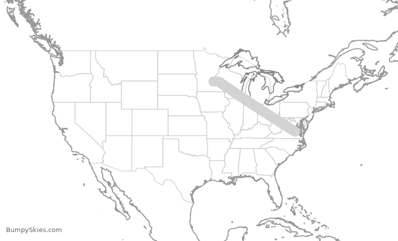 Turbulence forecast map for EDV5110, RIC to MSP
