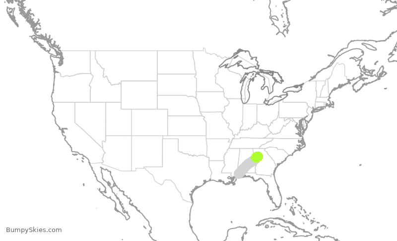 Turbulence forecast map for EDV5111, MOB to ATL