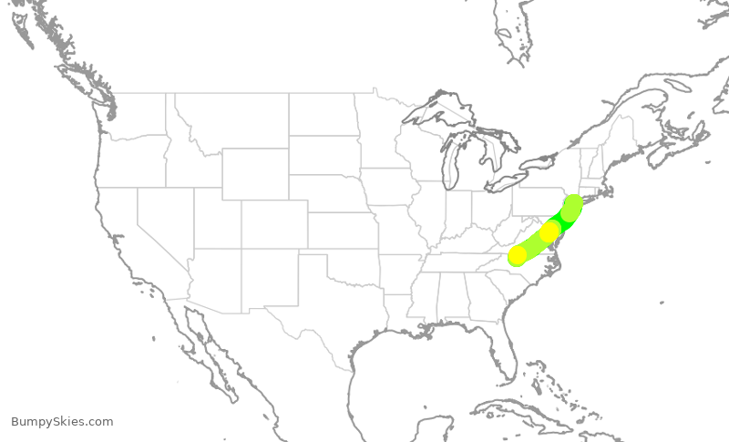 Turbulence forecast map for EDV5118, LGA to GSO