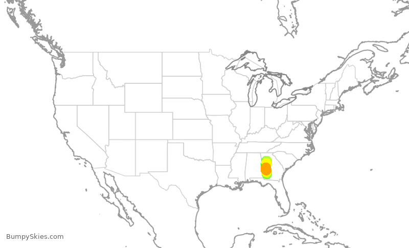 Turbulence forecast map for EDV5129, ATL to ABY