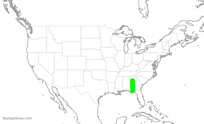 Turbulence forecast map for EDV5132, ATL to TLH