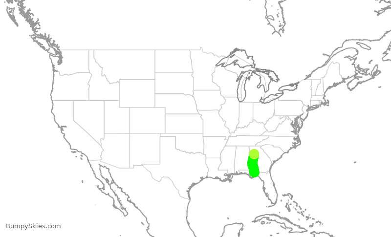 Turbulence forecast map for EDV5132, TLH to ATL