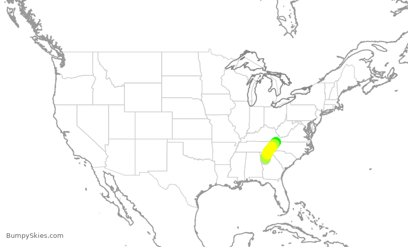 Turbulence forecast map for EDV5141, ATL to TRI
