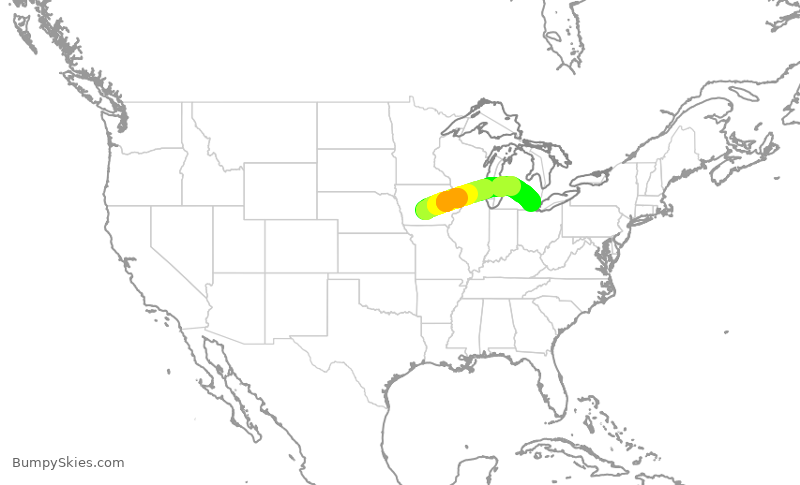 Turbulence forecast map for EDV5144, DSM to DTW