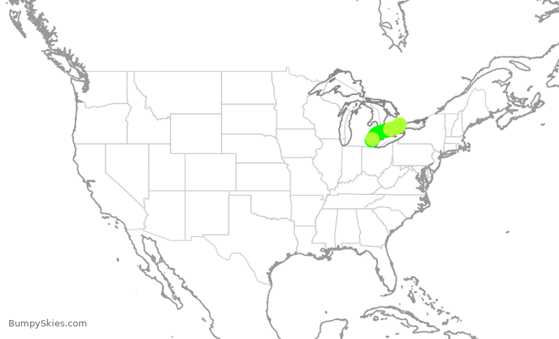Turbulence forecast map for EDV5146, DTW to YYZ