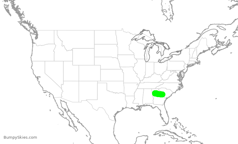 Turbulence forecast map for EDV5147, ATL to AGS