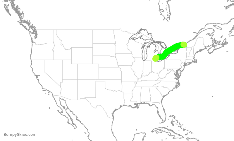 Turbulence forecast map for EDV5148, YUL to DTW