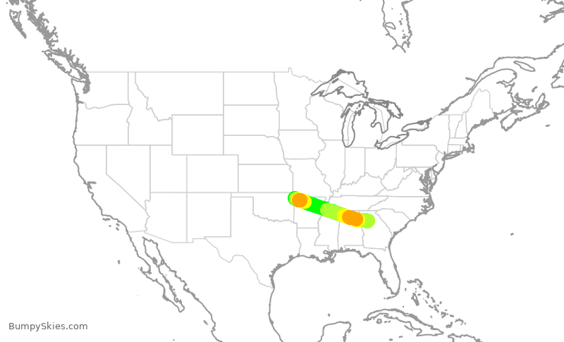 Turbulence forecast map for EDV5159, ATL to XNA