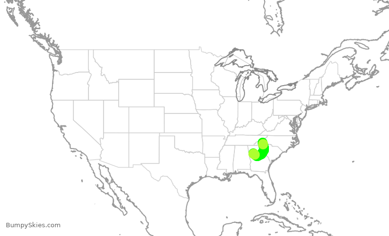 Turbulence forecast map for EDV5164, AVL to ATL