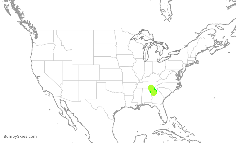 Turbulence forecast map for EDV5165, ATL to CHA