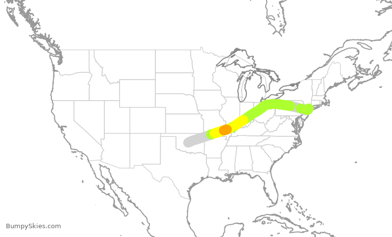 Turbulence forecast map for EDV5172, OKC to LGA