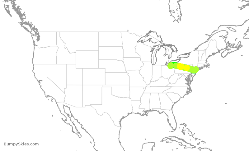 Turbulence forecast map for EDV5189, CLE to LGA