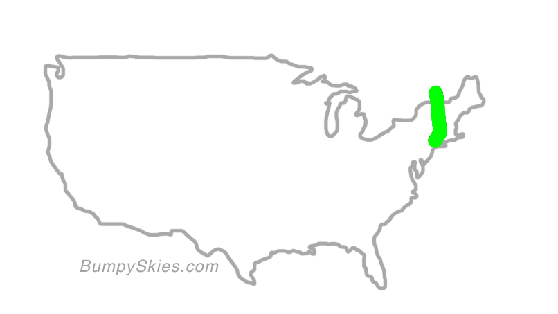 Map of continental US with illustrated flight path and turbulence forecast (described in text below)