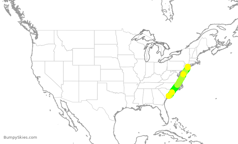 Turbulence forecast map for EDV5200, CHS to JFK