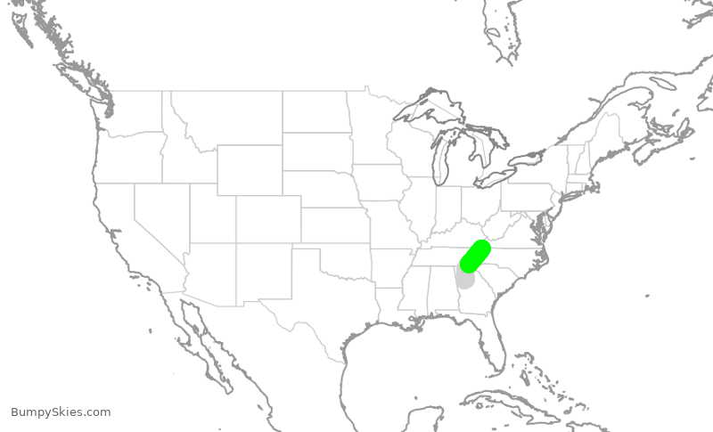 Turbulence forecast map for EDV5201, ATL to TRI