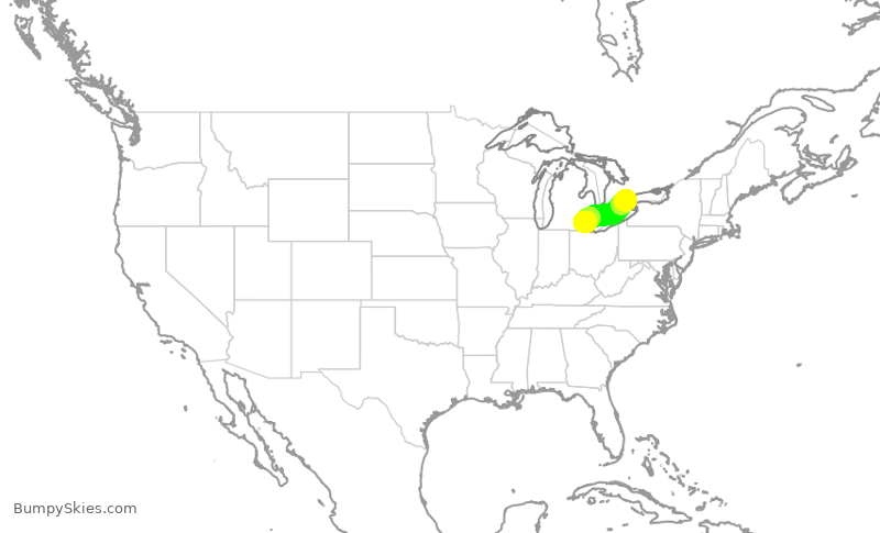 Turbulence forecast map for EDV5206, YYZ to DTW