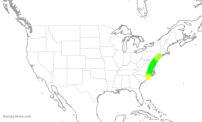 Turbulence forecast map for EDV5212, ILM to LGA