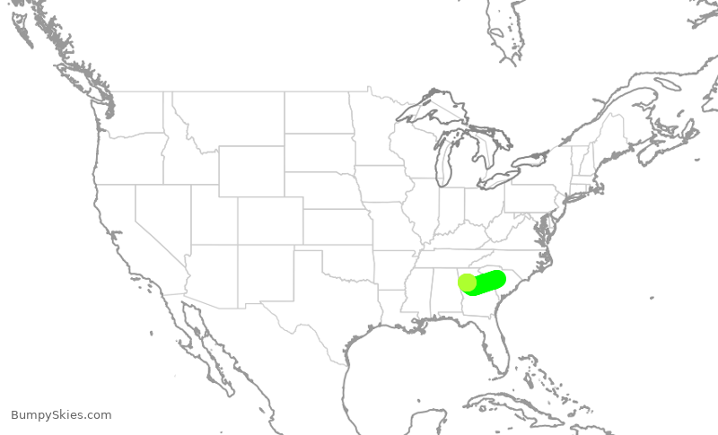 Turbulence forecast map for EDV5214, CAE to ATL
