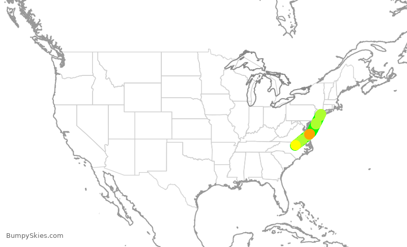 Turbulence forecast map for EDV5219, RDU to JFK
