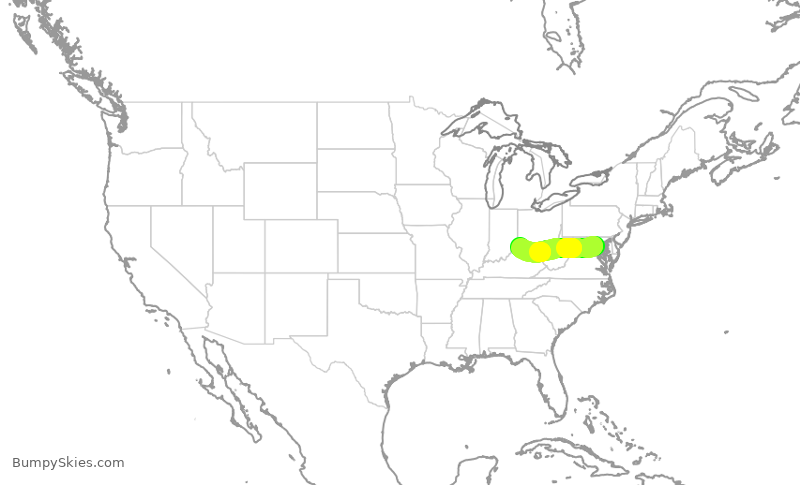 Turbulence forecast map for EDV5221, DCA to CVG