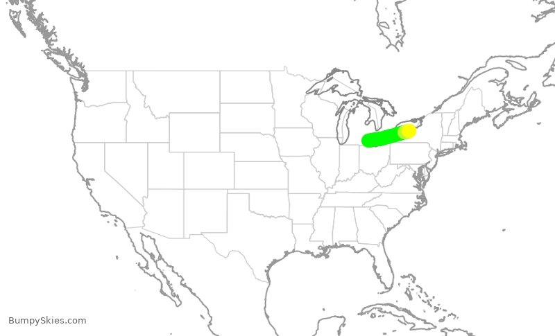 Turbulence forecast map for EDV5231, DTW to ROC