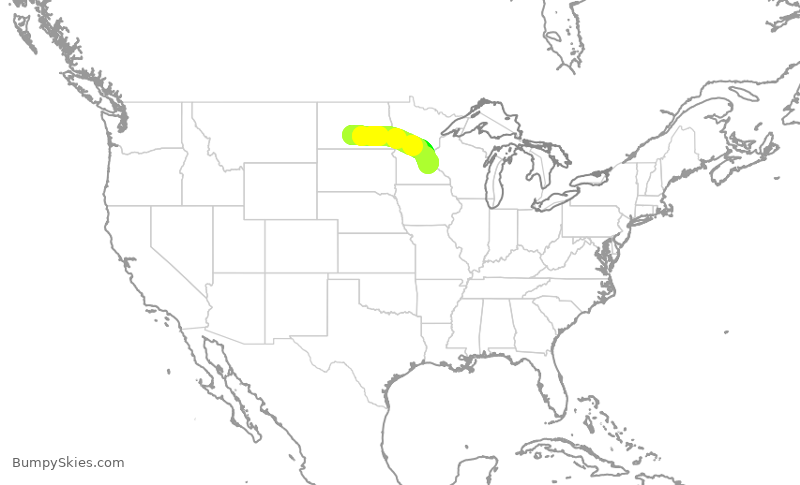 Turbulence forecast map for EDV5234, BIS to MSP