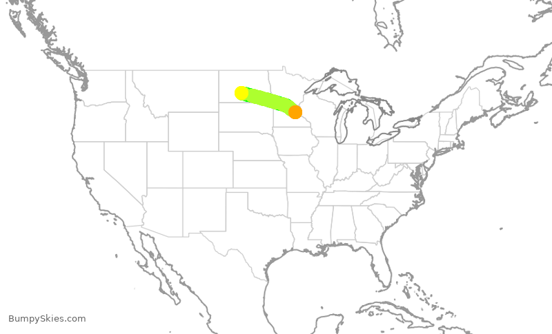 Turbulence forecast map for EDV5234, MSP to BIS