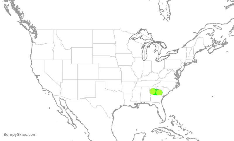 Turbulence forecast map for EDV5236, ATL to AGS