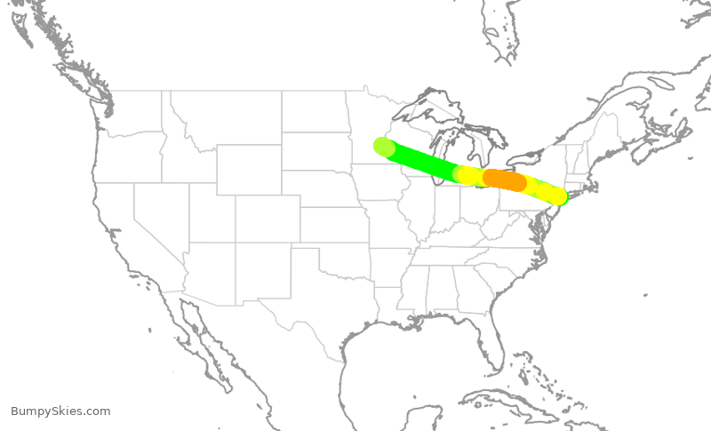 Turbulence forecast map for EDV5244, MSP to JFK