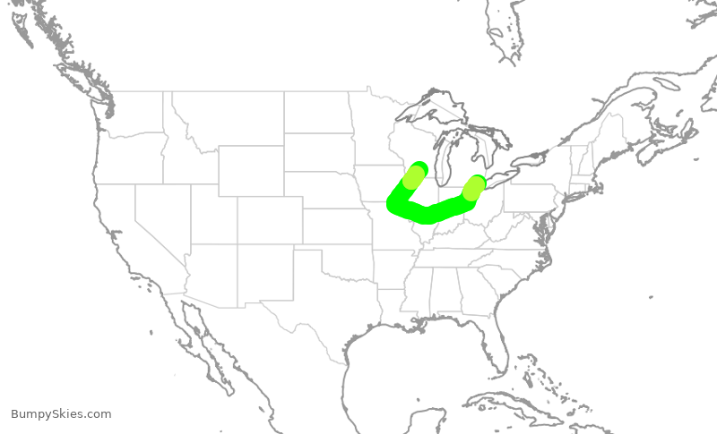 Turbulence forecast map for EDV5245, DTW to MSN