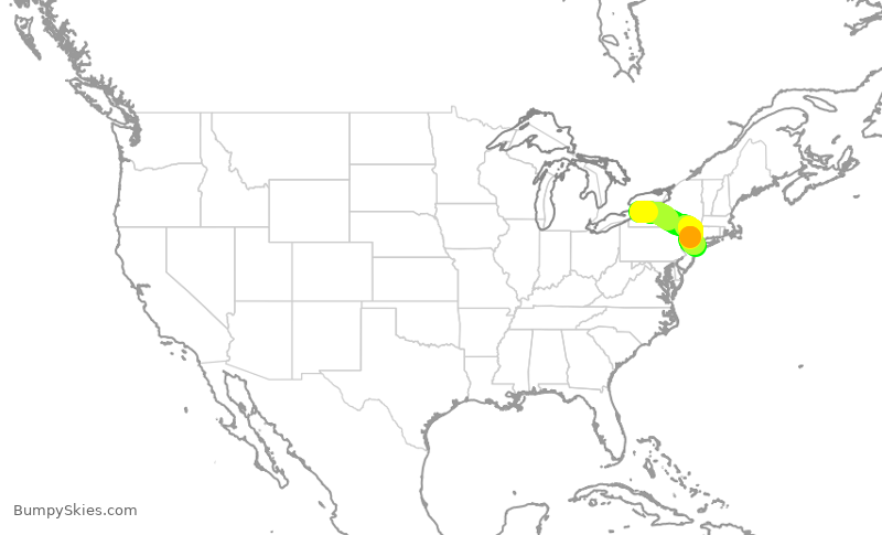 Turbulence forecast map for EDV5250, BUF to JFK