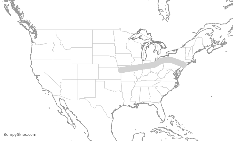 Turbulence forecast map for EDV5262, MCI to JFK