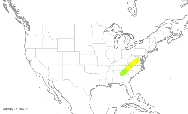 Turbulence forecast map for EDV5266, CHO to ATL