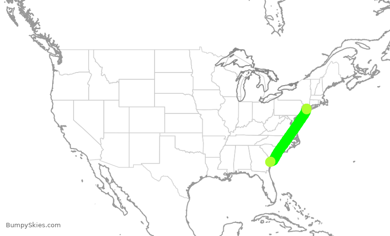 Turbulence forecast map for EDV5267, LGA to SAV