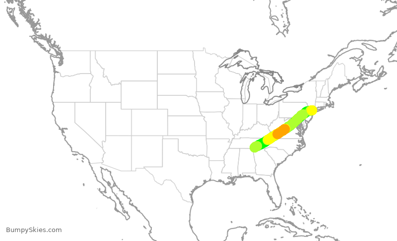 Turbulence forecast map for EDV5276, LGA to CHA