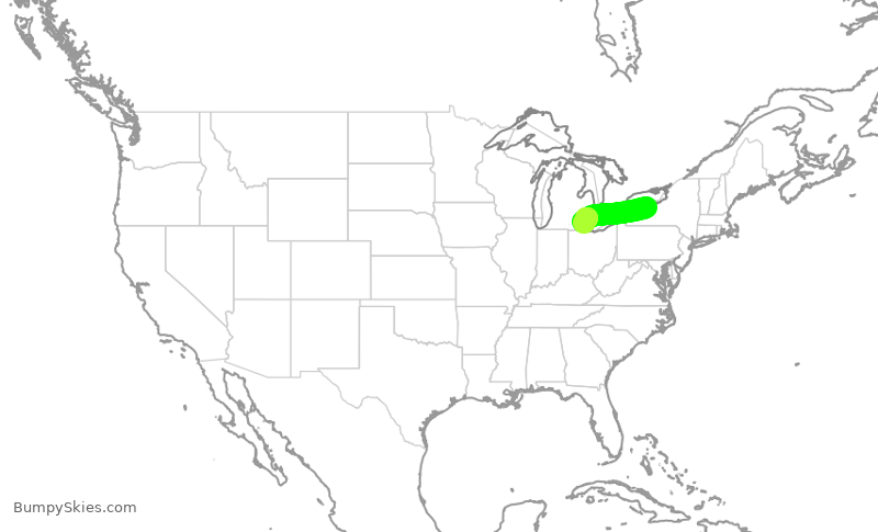 Turbulence forecast map for EDV5281, ROC to DTW