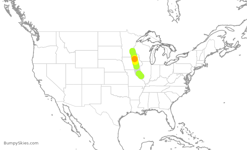 Turbulence forecast map for EDV5286, MSP to STL