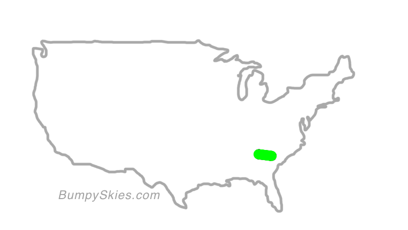 Map of continental US with illustrated flight path and turbulence forecast (described in text below)
