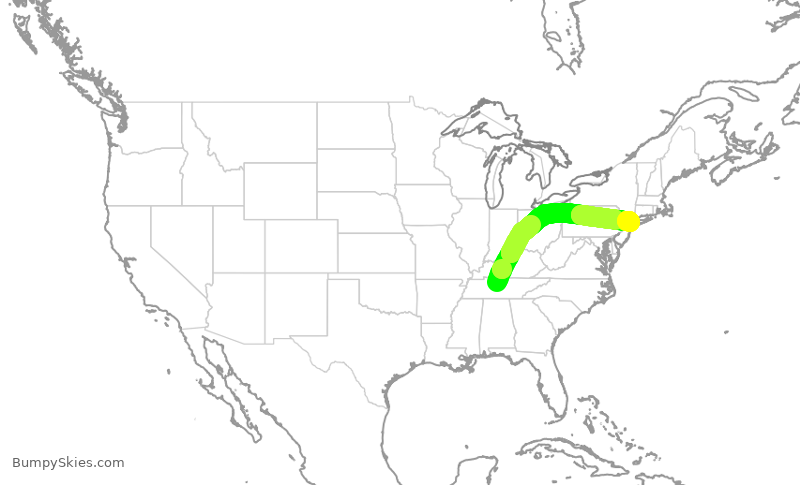 Turbulence forecast map for EDV5298, BNA to LGA