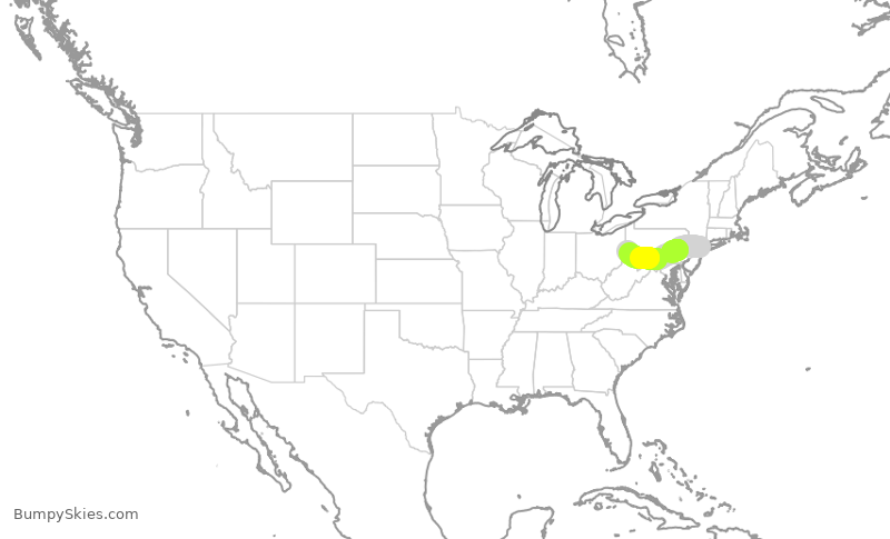 Turbulence forecast map for EDV5305, LGA to PIT