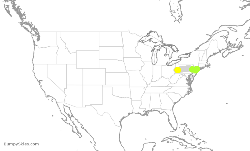 Turbulence forecast map for EDV5305, PIT to LGA
