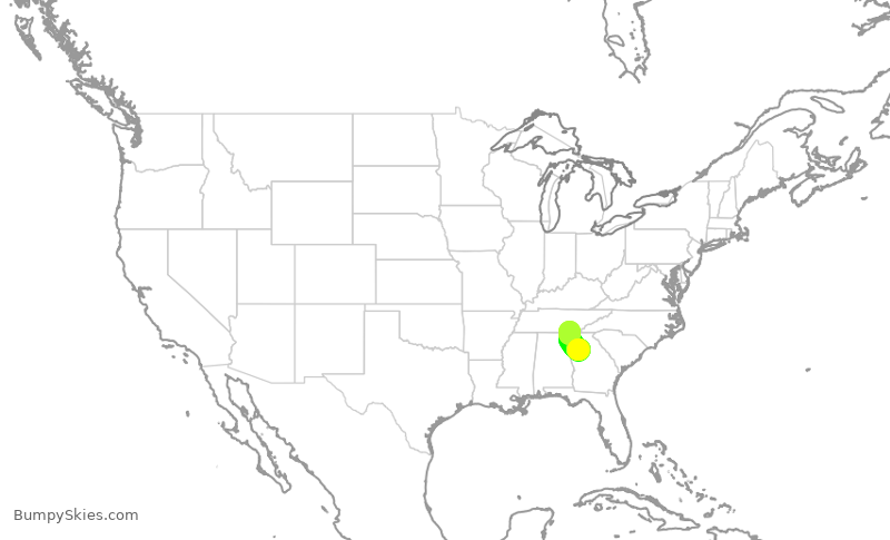 Turbulence forecast map for EDV5309, CHA to ATL