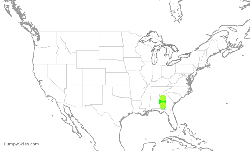 Turbulence forecast map for EDV5319, ATL to ABY