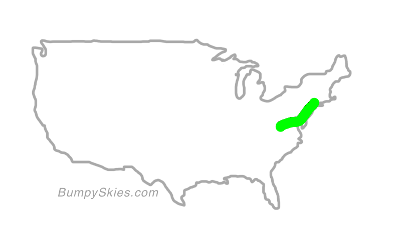 Map of continental US with illustrated flight path and turbulence forecast (described in text below)