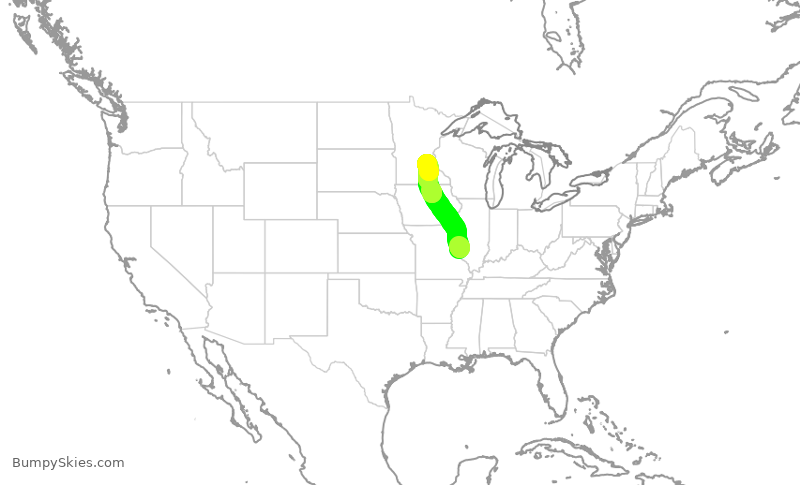 Turbulence forecast map for EDV5325, STL to MSP