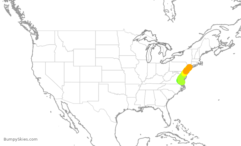 Turbulence forecast map for EDV5336, ORF to LGA