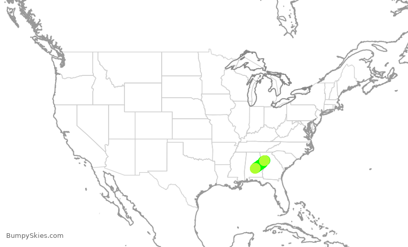Turbulence forecast map for EDV5337, MGM to ATL